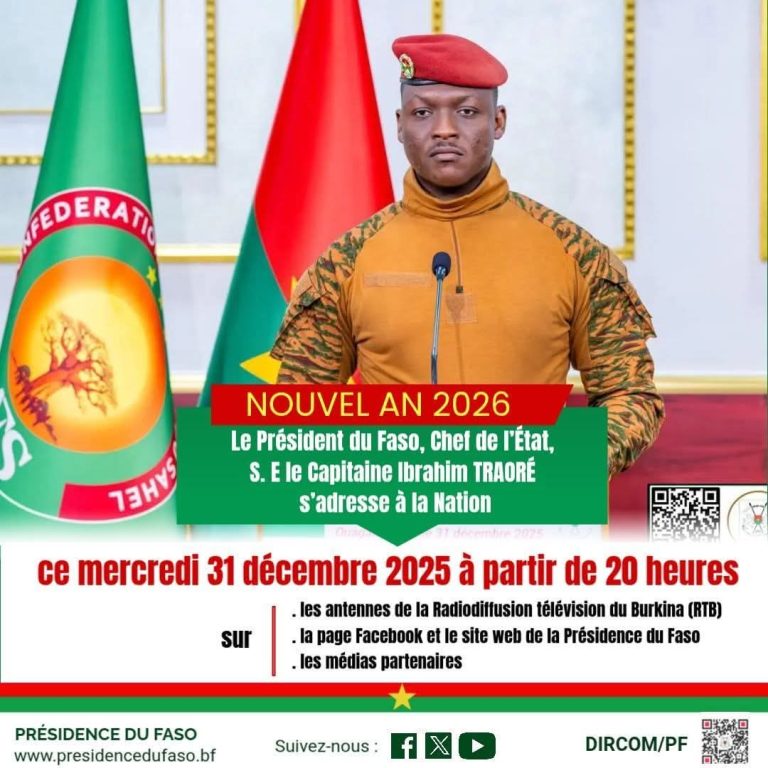 nouvel an 2026 : le Président du Faso s'adresse à la Nation ce 31 décembre 2025 a 20h