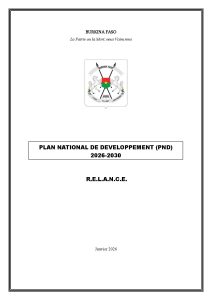 PLAN NATIONAL DE DEVELOPPEMENT (PND)2026-2030 : R.E.L.A.N.C.E