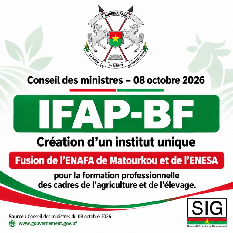 Conseil des ministres : la création de l'IFAP-BF