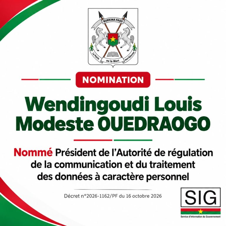 Décret portant nomination d'un Président de l'Autorité de régulation de la communication et du traitement des données à caractère personnel