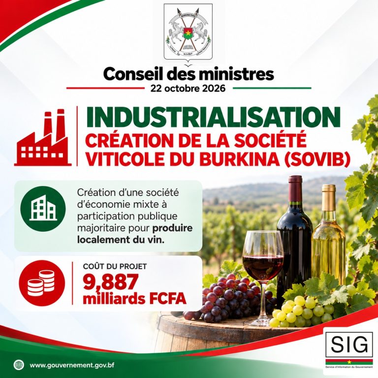 Industrialisation : création de la Société viticole du Burkina (SOVIB)